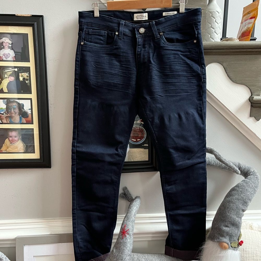 Jack & Jones Dark Wash Ben Skinny Fit Jeans sz 34/32 EUC